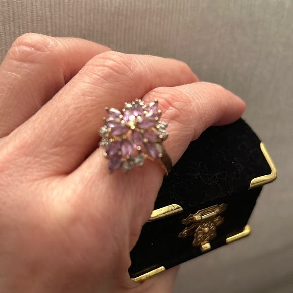❤️ Amethyst Flower Cluster Ring 😍 Marked lowest price 🥰 - Picture 3 of 15